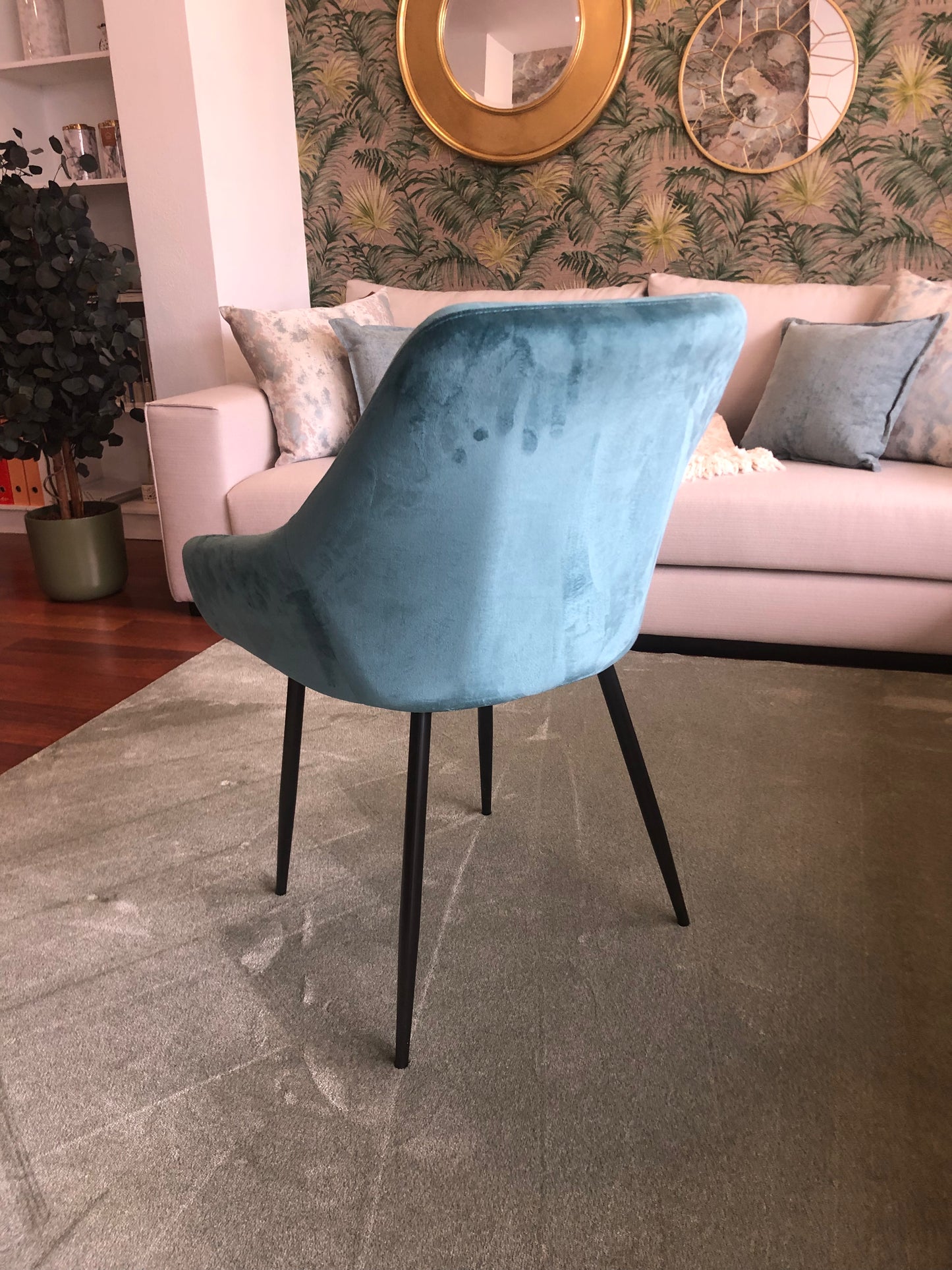 Petroleum blue velvet chair
